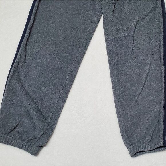 VINTAGE Old Navy Quarter-Zip Gray Striped Fleece Sweater Cropped Joggers Set Med - Picture 13 of 16